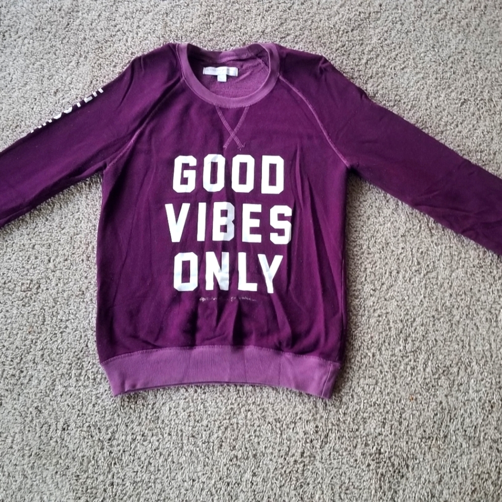 Authentic Spiritual Gangster Sweater, Good Vibes Only, Mulberry, Small